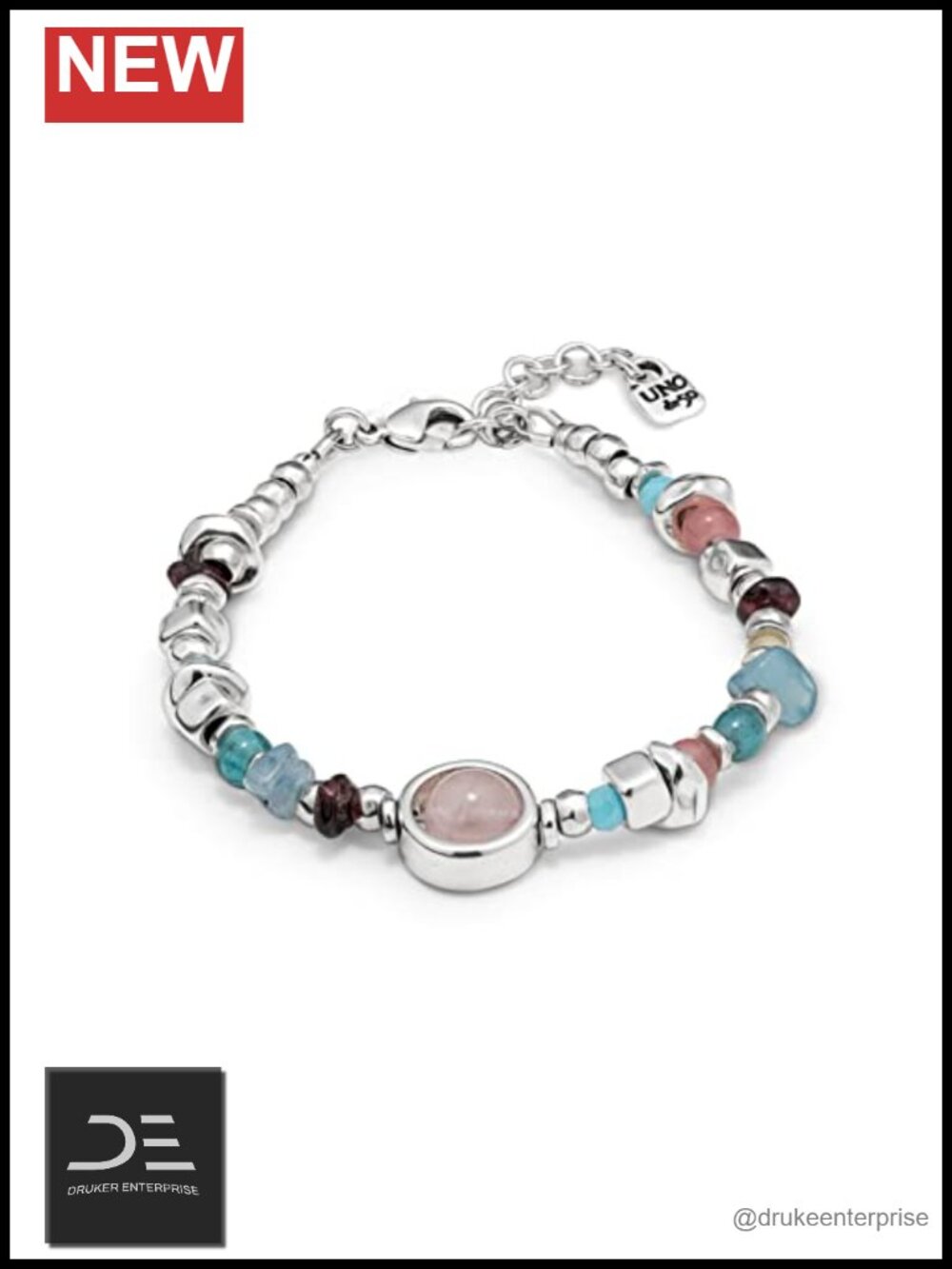 Sterling Silver-Plated Crystal Link Bracelet, Handmade Spain, Extends 7.25"